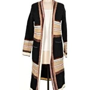 Janice Apparel Soft Cozy Mixed Media Cardigan Sweater Duster Open Front Boho